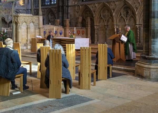 Christian religious service in Lincoln cathedral church, city of Lincoln, Lincolnshire, England, UK