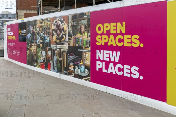 Posters promoting the Cornhill Quarter, city of Lincoln, Lincolnshire, England, UK