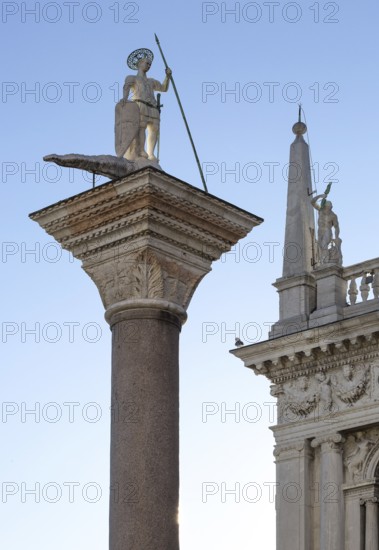 Italy Venice Piazzetta -495 monolithic column with figure of St Theodore 14th century composition