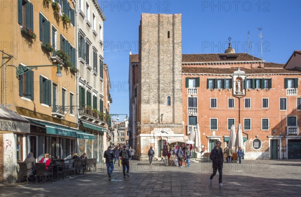 Italy Venice Campo Santa Margarita -307 northern narrow side of the square with campanile of the