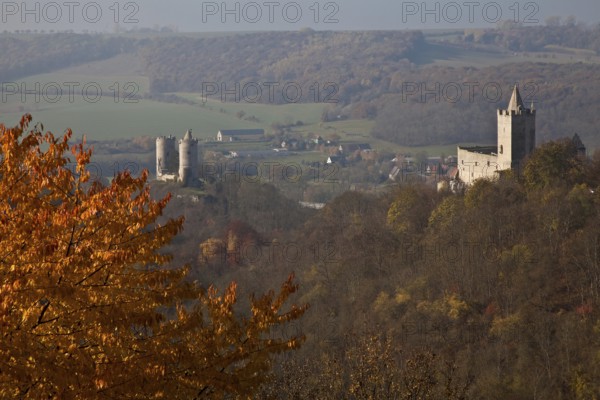 Rudelsburg near Bad Kösen 78195 View from south-east left Saaleck Castle