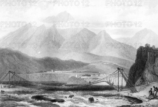 Rope bridge at Sirinagur Srinagar, Jammu and Kashmir, India, Asia