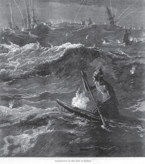 Illumination of the Surf at Madras, Chennai, Tamil Nadu, India, Asia
