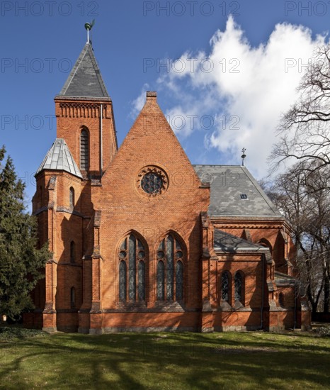 Vollenschier Altmark former manor church 74696 View from south neo-Gothic brick building 1875-77 by