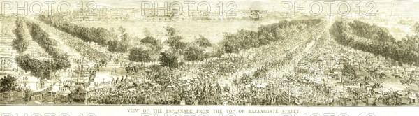 View of the esplanade from the top of bazaar gate street, Bombay now Mumbai, Maharashtra, India,