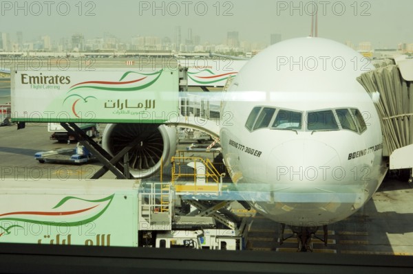 Emirates airplane Boeing 777-300 ER Dubai International Airport
