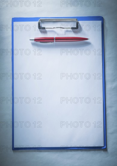 Biro pen blank paper sheet clipboard