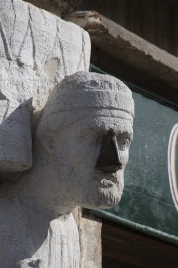 Italy Venice Campo dei Mori -97 Sculpture of Sior Antonio Rioba 13th century with the iron nose