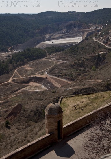 View over the fortress wall to the town and rock salt mining landscape