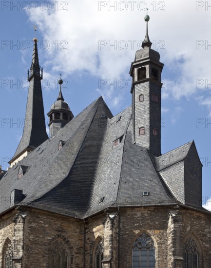 Köthen Anhalt Town Church of St Jakob 74590 Roofscape from the south-east Section from below