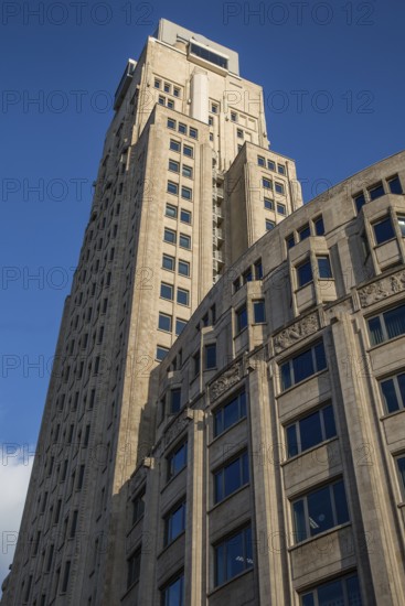 Antwerp, Boerentoren (Farmer's Tower) Tower block from below built in 1930 by Jan van Hoenacker 97