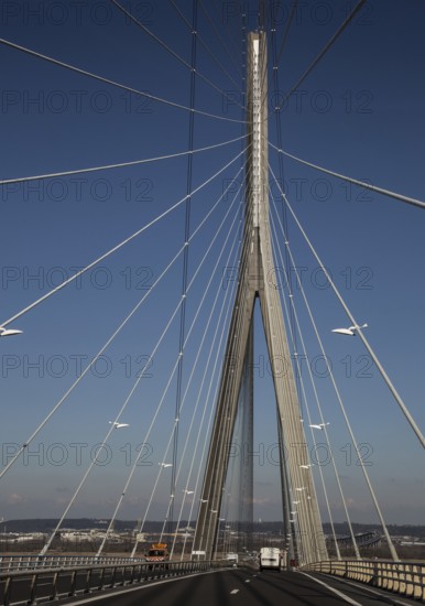 Le Havre, Pont de Normandie cable-stayed bridge over the Seine estuary, built 1988-94, total length