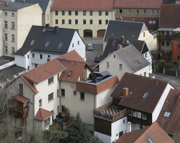 Weida Thuringia View from the Osterburg castle picture no. 1279 to a group of houses in the old