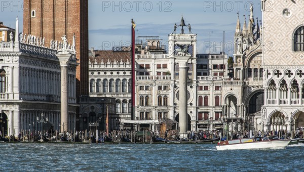 Venice, Piazzetta, from left to right: Bibliotheca Marciana, Campanile, Old Procuratie, Clock Tower