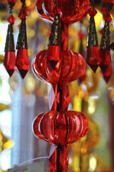 Colourful display of glass balls and beads, China, Asia