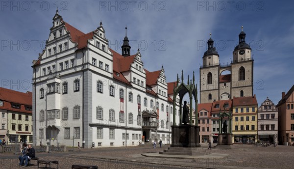 Wittenberg Market Square 79623 Town Hall 16th century by Sebastian Krüger Town Church 14-16th