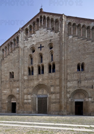 Italy Pavia 89664 San Michele gallery basilica built around 1150 west façade detail