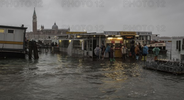 Italy Venice waterfront Riva degli Schiavoni -124 View at high tide from the vaporetto station San