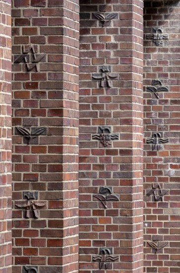 Hamburg, Ohlsdorf cemetery, new crematorium, built 1926-1933 by Fritz Schumacher. Brick decorations