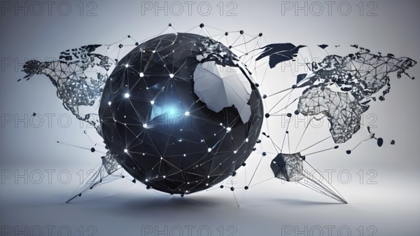 Wireframe mesh net of digital image of sphere Illustration with connected Lines and Dots of.