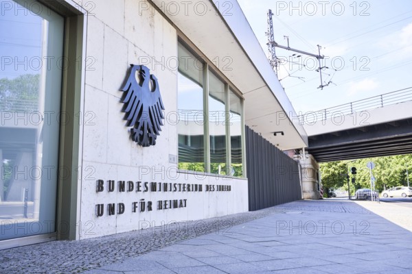 Lettering Federal Ministry of the Interior and for Homeland at the entrance to the Ministry,