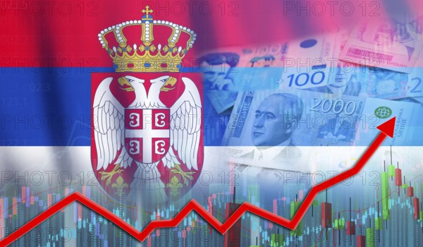 Serbia economy growth on financial graph. Serbian financial growth concept, economic recovery