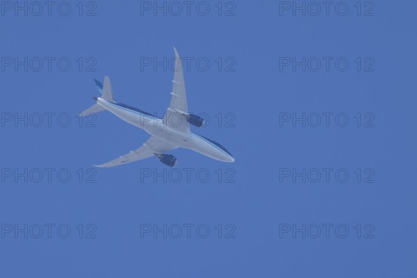 Boeing 787-8 Dreamliner jet aircraft of Azerbaijan Airlines airlines flying in a blue sky, England,