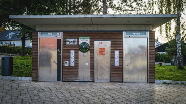 Public toilet, outdoor defibrillator, Stuttgart, Baden-Württemberg, Germany, Europe