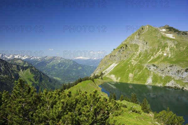 Seealpsee and Seeköpfel, 1919m, Allgäu Alps, Allgäu, Bavaria, Germany, Europe