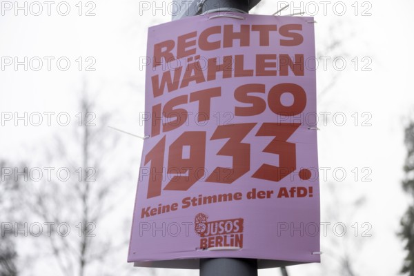 Berlin, Germany - 18 January 2025: Election poster for the Bundestag election 2025 of the Jusos
