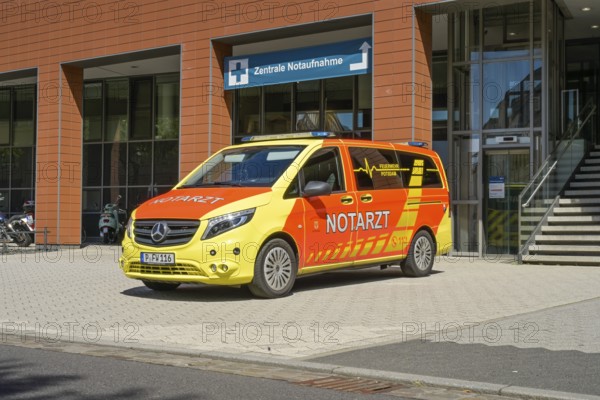Emergency ambulance, Klinikum Ernst von Bergmann, Charlottenstraße, Potsdam, Brandenburg, Germany,