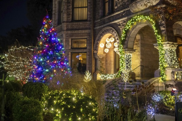 Detroit, Michigan - The Whitney, an upscale restaurant in an old mansion, on Noel Night. The annual