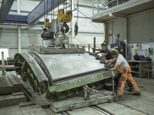 Production of segments for the construction of the Brenner Base Tunnel, Zenzendorf, Tyrol, Austria,