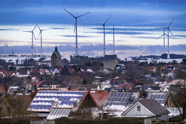 The town of Lichtenau, self-proclaimed energy town, wind farm, over 190 wind turbines and over 1200