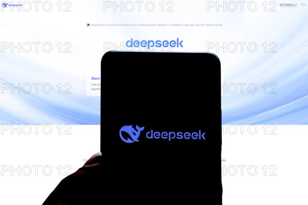 Deepseek Ai logo is displayed on smartphone