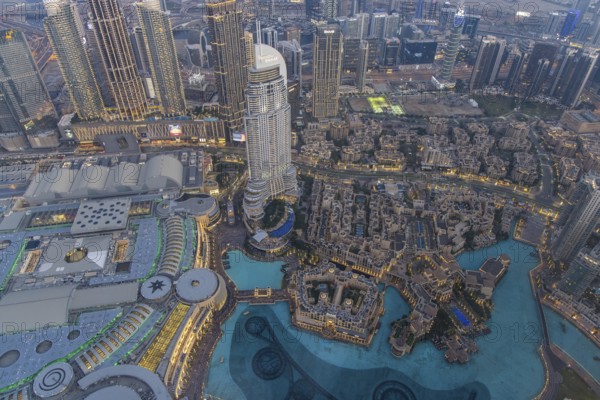Sunset on the Burj Khalifa, Dubai, United Arab Emirates, Asia
