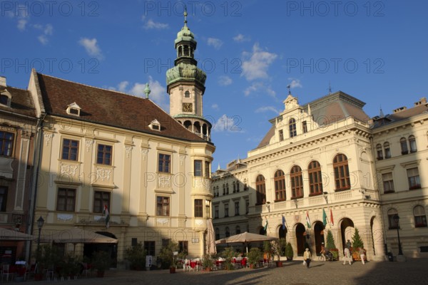 The Fire Tower (T?ztorony) with the Town Hall - Sopron, Hungary, Europe