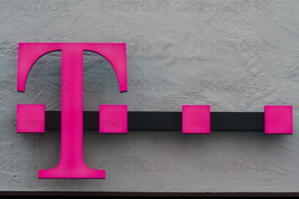 Grey façade with Telekom logo, Allgäu, Bavaria, Germany, Europe