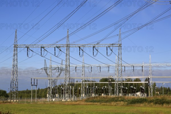 Electricity transmission substation by Fingrid Oyj Forssa Reserve Power Plant. Forssa, Finland.