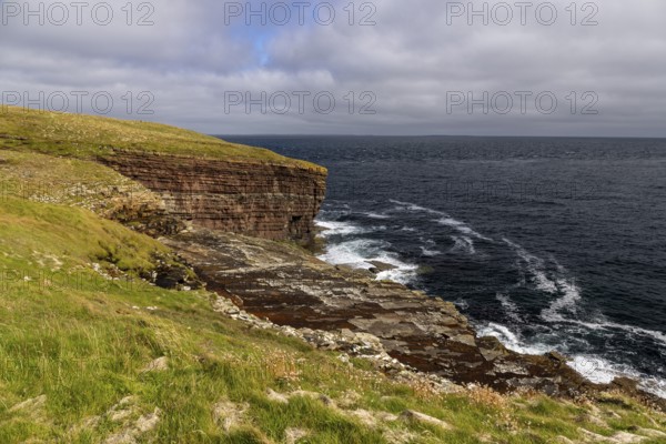 Devonian red sandstone coastline, Mull Head Local Nature Reserve, seashore nature reserve, Skaill,