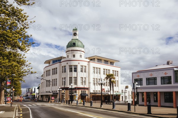 Napier, New Zealand, September 30 2017: The historic art deco architecture on an early spring