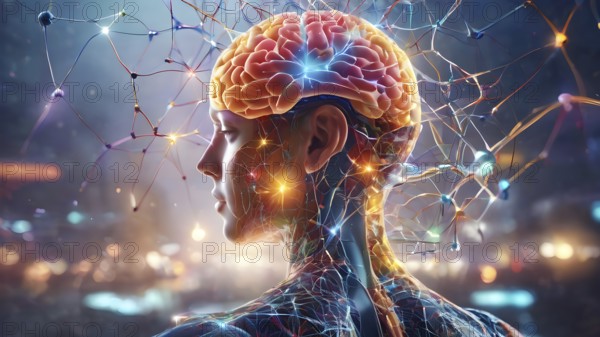 Brain concept background. creative thinking idea to problem solving concept. Virtual brain and