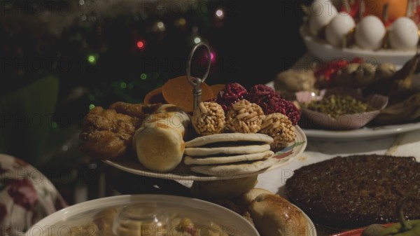 A platter of ampaw or puffed rice, puto or rice cake and kutsinta and other traditional Filipino