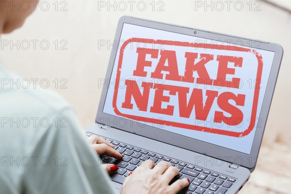 January 22, 2024, Brazil. In this photo illustration, the Fake News text is seen displayed on a