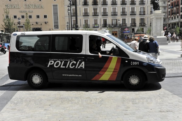 Madrid, Spain, Europe, A vehicle of the Spanish National Police in the city centre of Madrid in