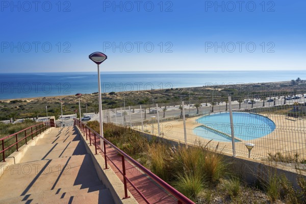 Arenals del Sol Beach in Elche Elx of Alicante in Costa Blanca at Spain aerial view