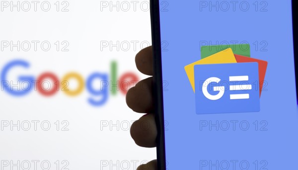 In this photo illustration the Google News logo is displayed on a smartphone.