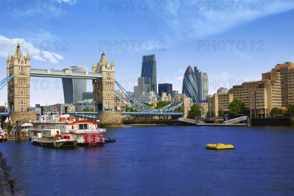 London Tower Bridge on Thames river in England