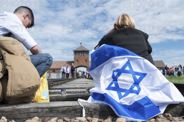 OSWIECIM, POLAND - MAY 6, 2024: March of the Living on the site of the former Auschwitz Birkenau