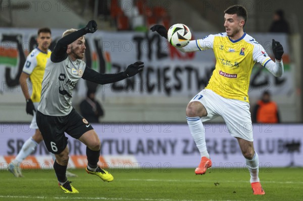 LUBIN, POLAND - NOVEMBER 22, 2024: Football match Polish PKO Ekstraklasa between KGHM Zaglebie